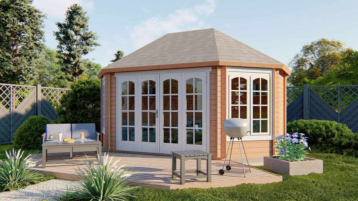 voorbeeld van het geschilderde achthoekige tuinhuisje